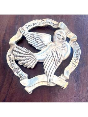 GODINGER SILVER SEASONS GREETING Dove peace olive branch. Trivet, wall hanging